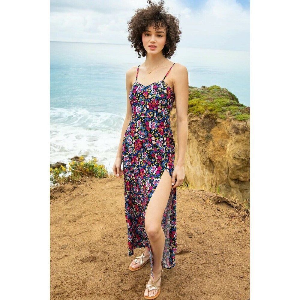 Nwt Anthropologie X Yumi Kim Sz 2 Last Dance Dress Floral Maxi Westchester Black
